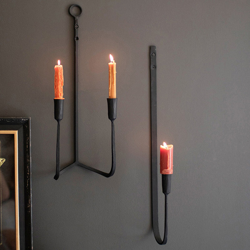Forged Iron Double Taper Wall Sconce Set of 2