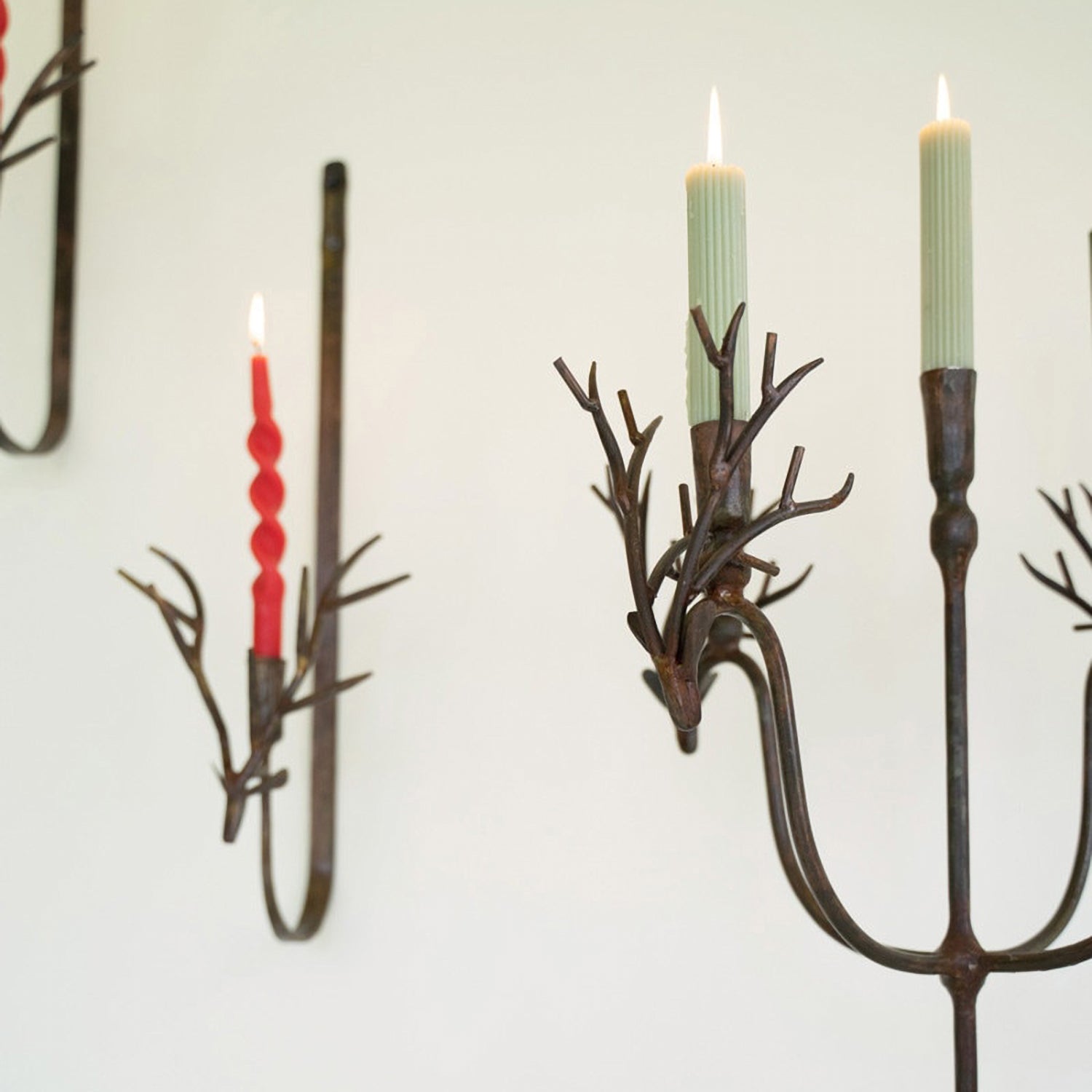 Rustic Deer Taper Wall Sconce Set of 2