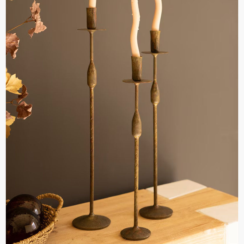 Forged-Iron Taper Candle Holder Set of 3