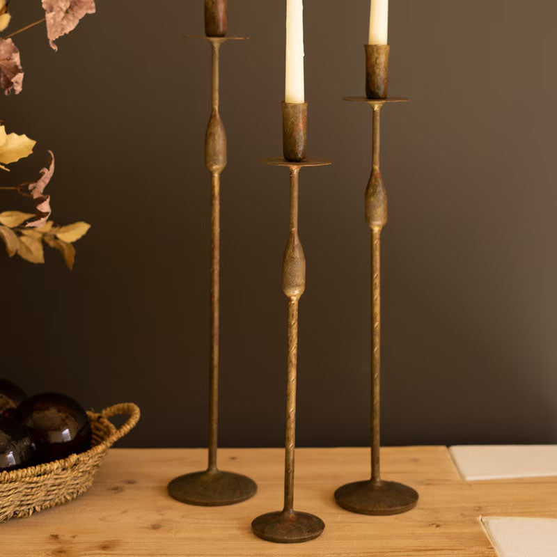 Forged-Iron Taper Candle Holder Set of 3