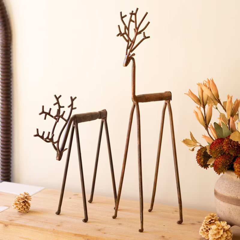 Forged-Iron Deer Set of 2