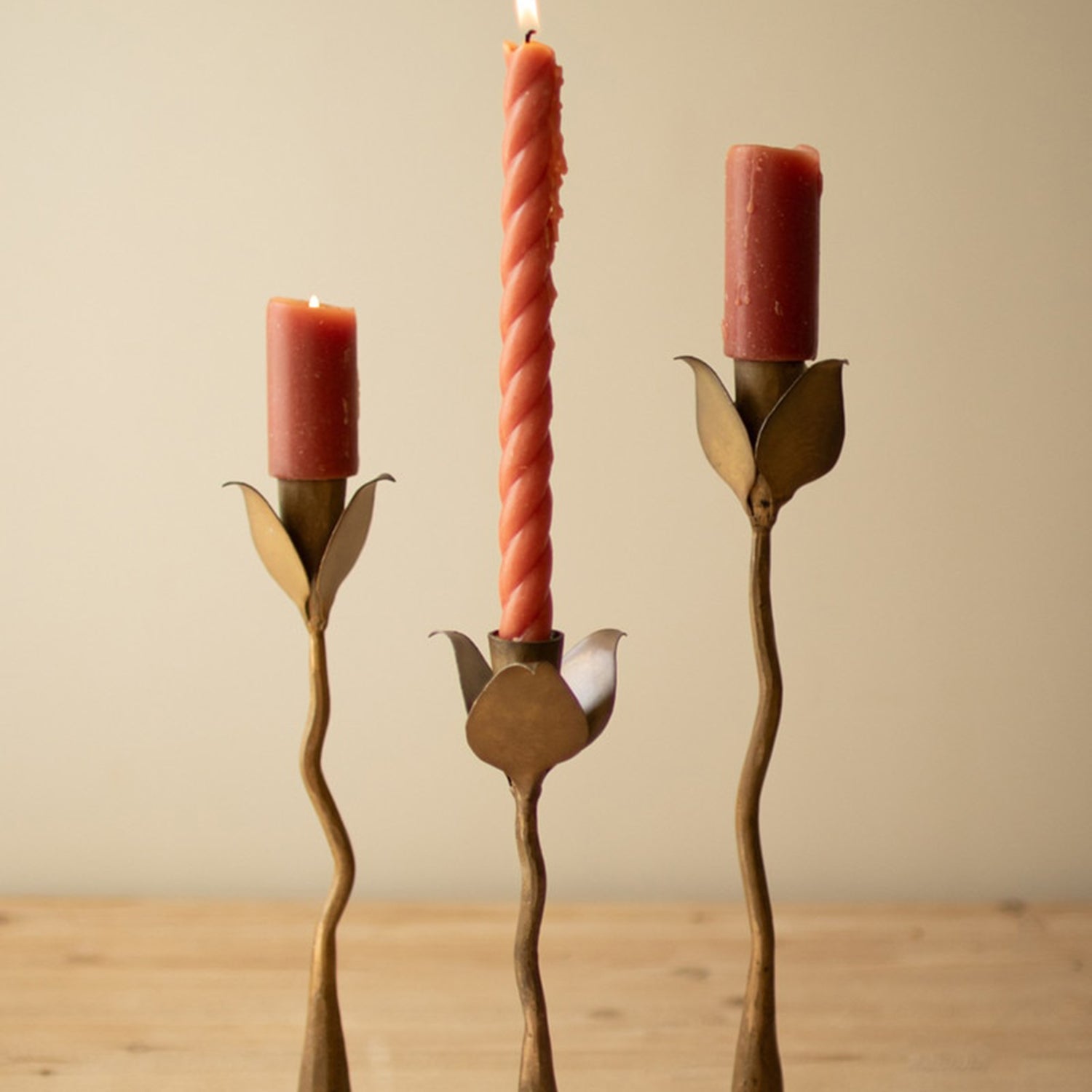 Tulips Taper Candle Holder Set of 3