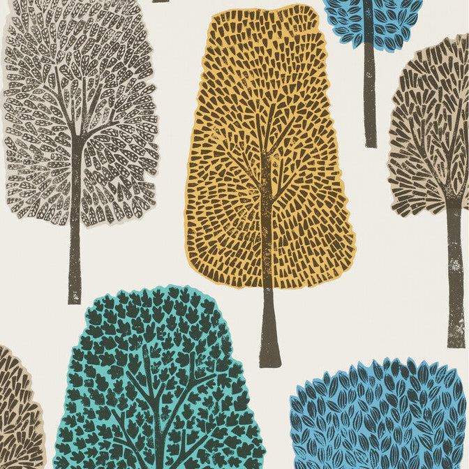 Scion x Kravet Cedar Almond/Cobalt/Midnight Wallpaper