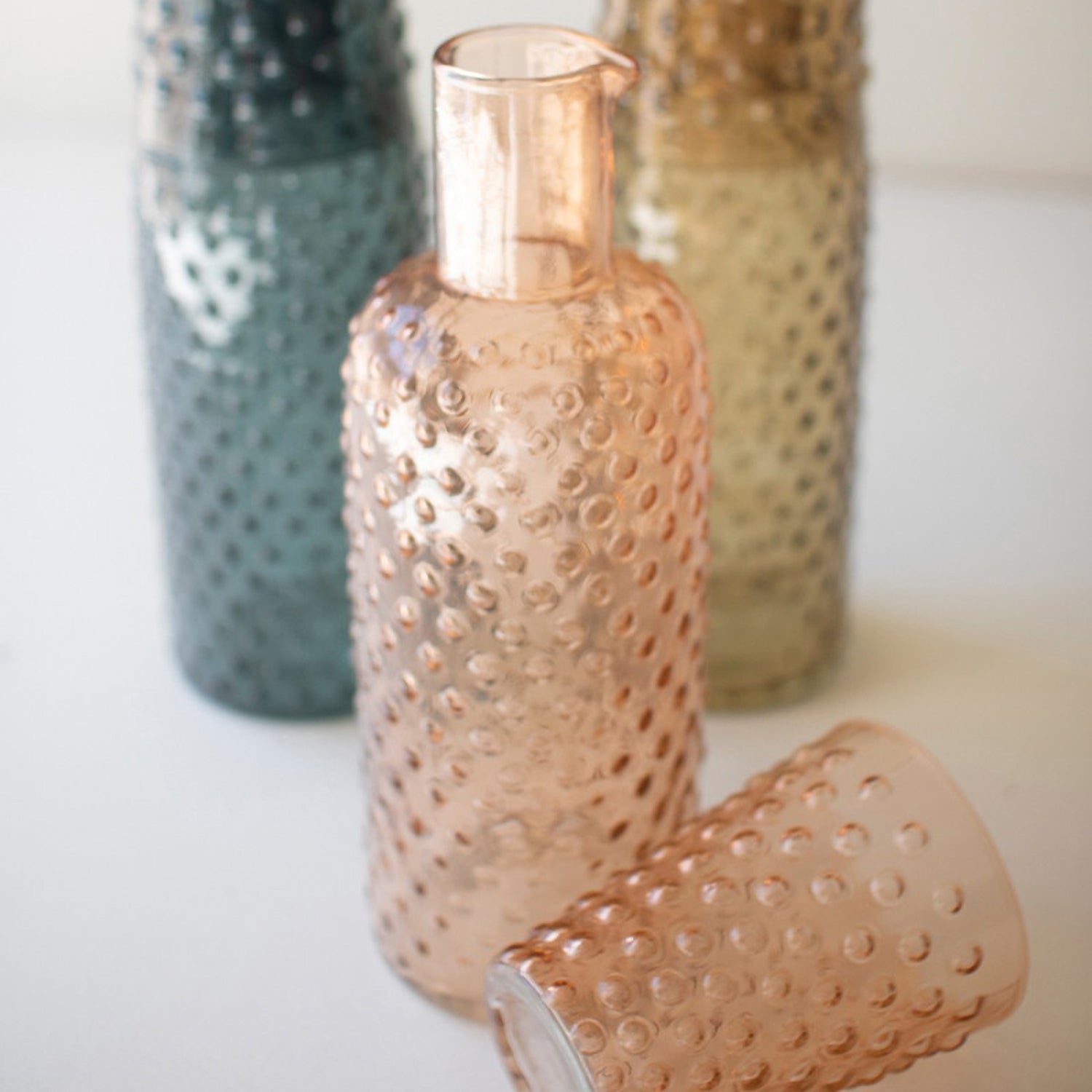 Bubble Glass Carafes with Tumbler Set of 3