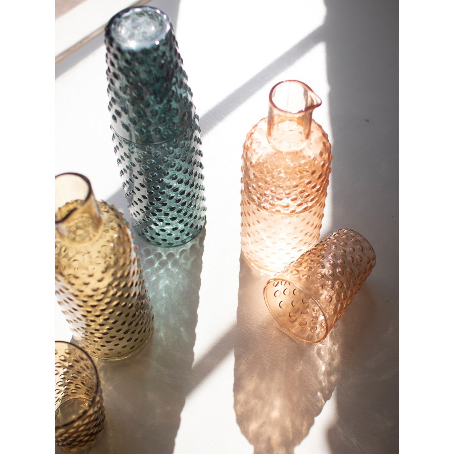 Bubble Glass Carafes with Tumbler Set of 3