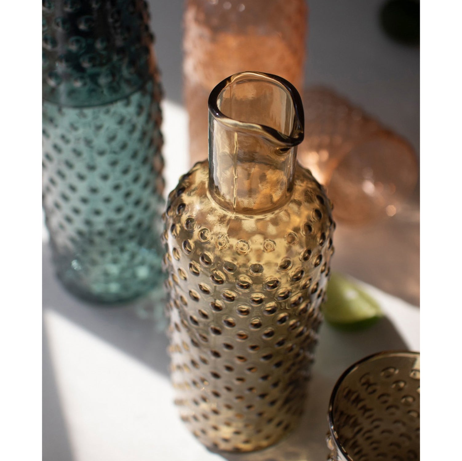 Bubble Glass Carafes with Tumbler Set of 3