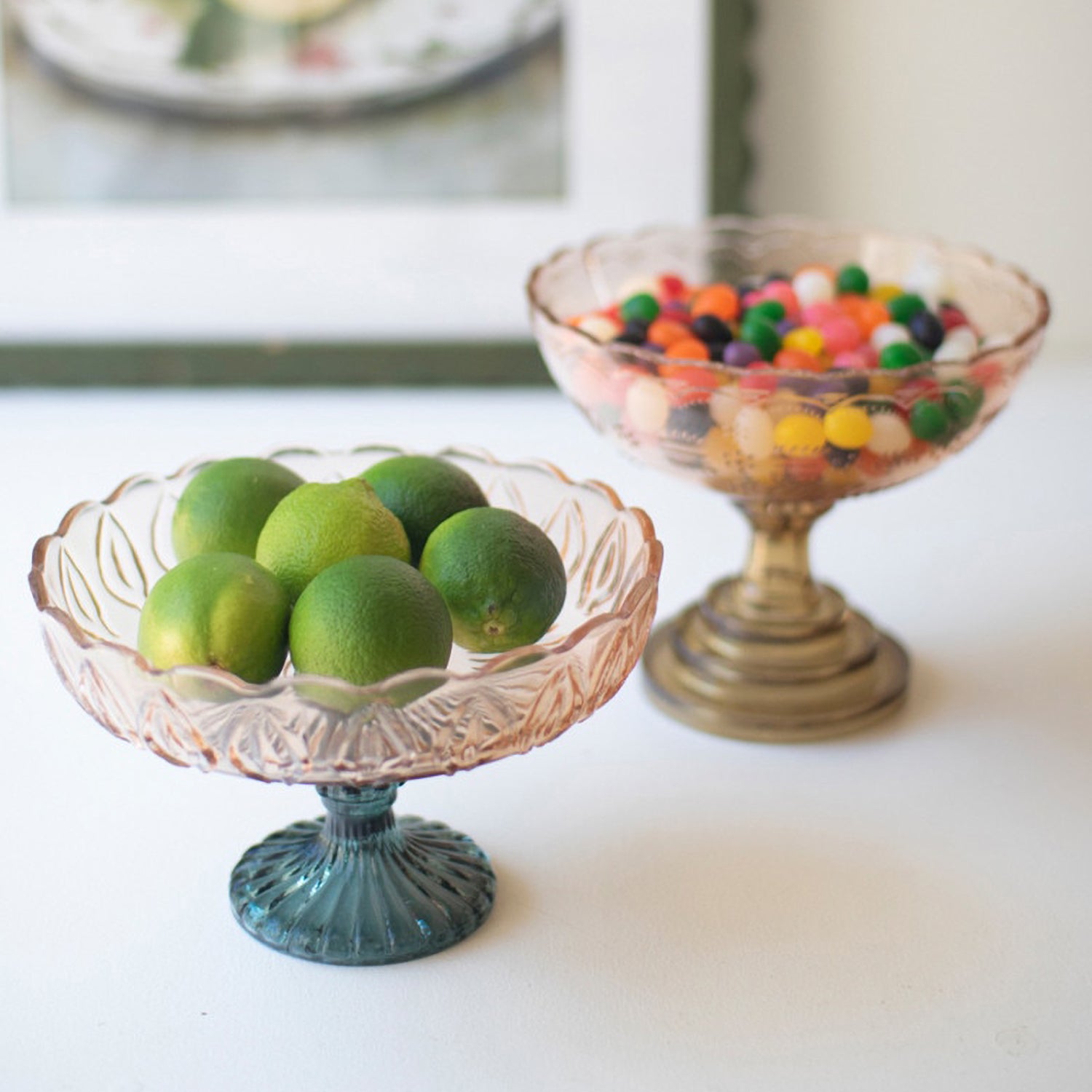 Glass Compote Set of 2