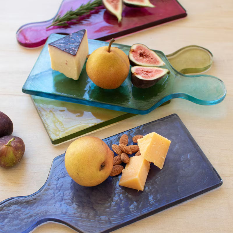 Colored Glass Cheese Board Set of 4