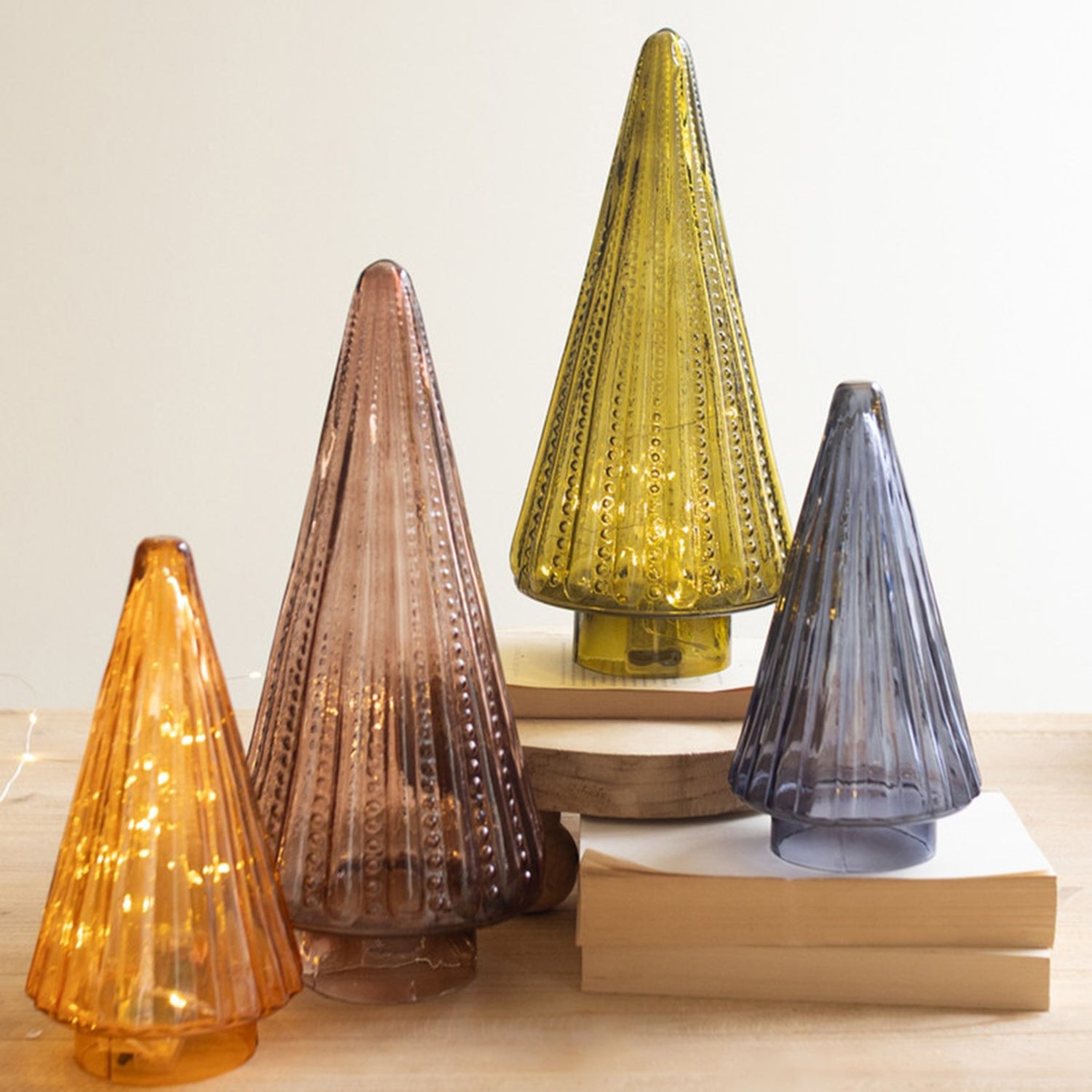 Glass Christmas Tree Set of 4