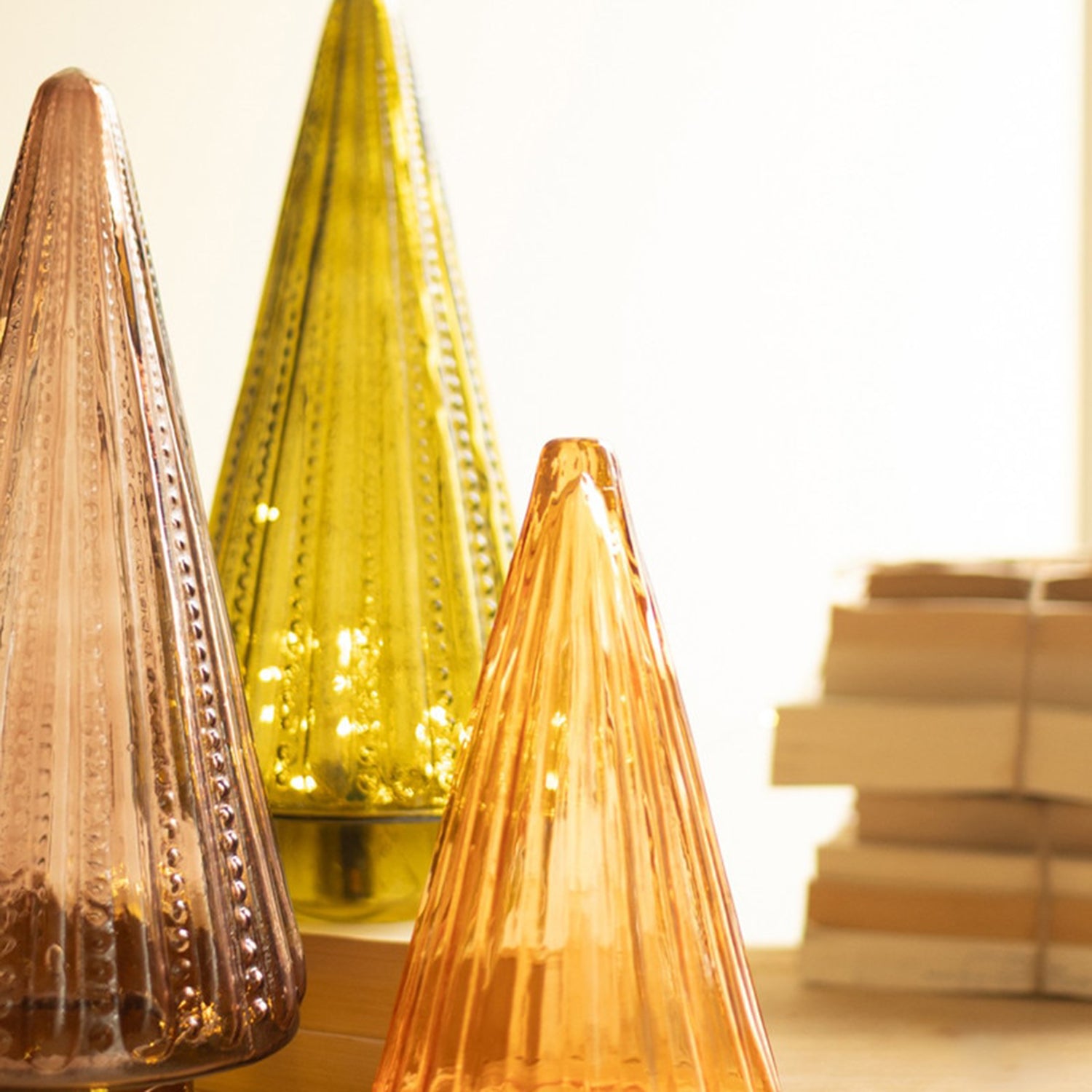 Glass Christmas Tree Set of 4