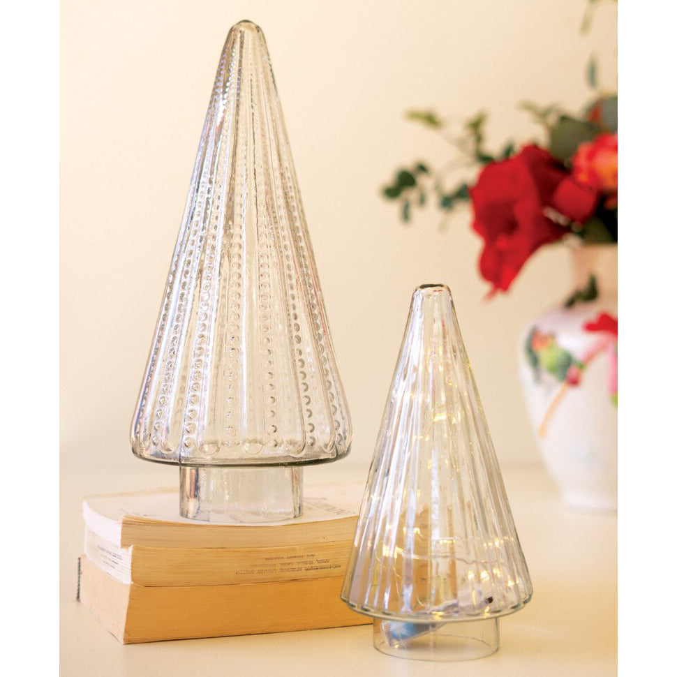 Clear Glass Christmas Tree Set of 2