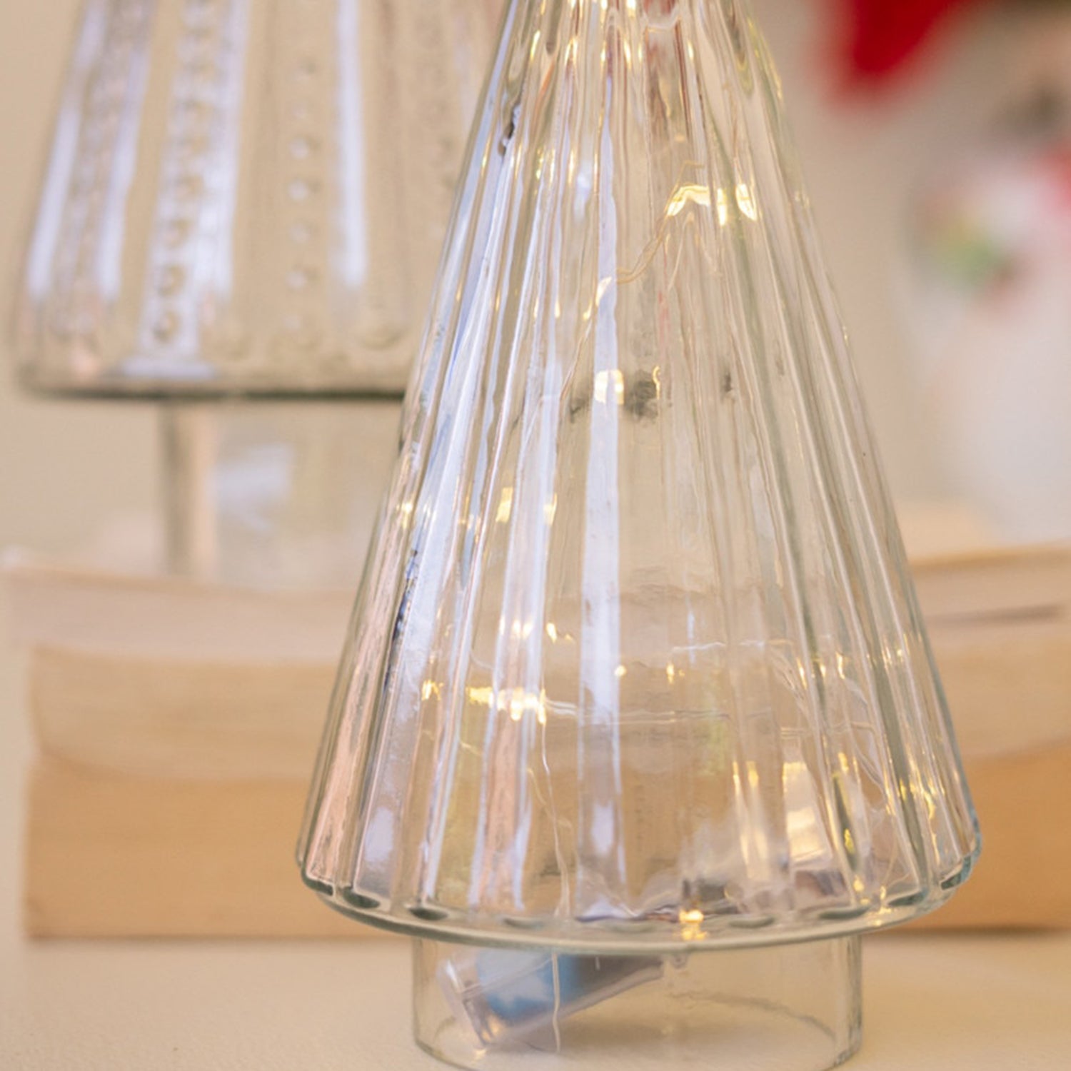 Clear Glass Christmas Tree Set of 2