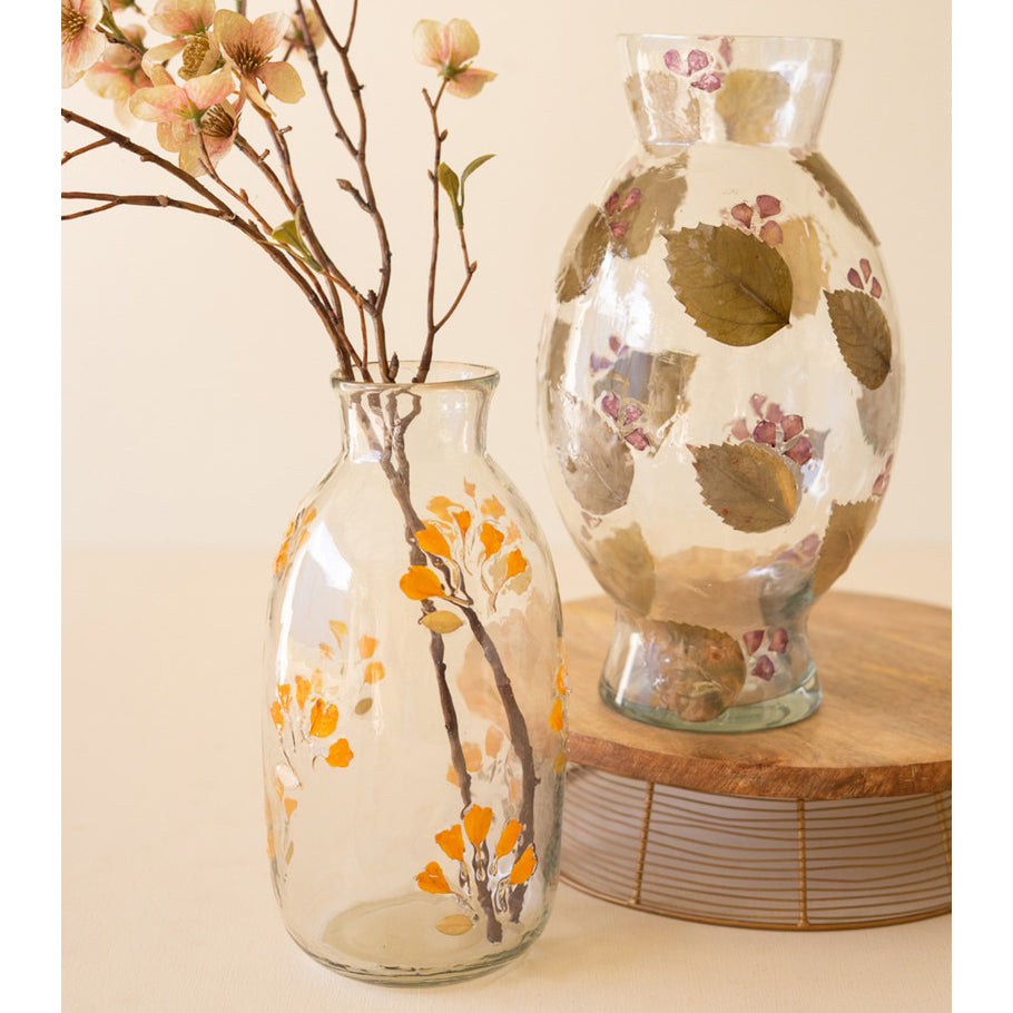 Glass Vases with Natural Flower Set of 2