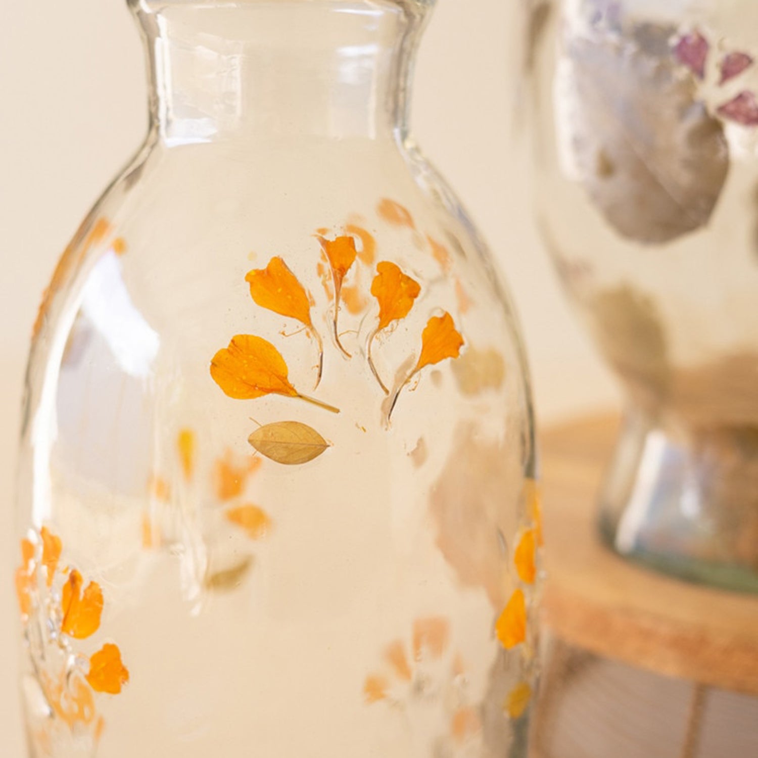 Glass Vases with Natural Flower Set of 2