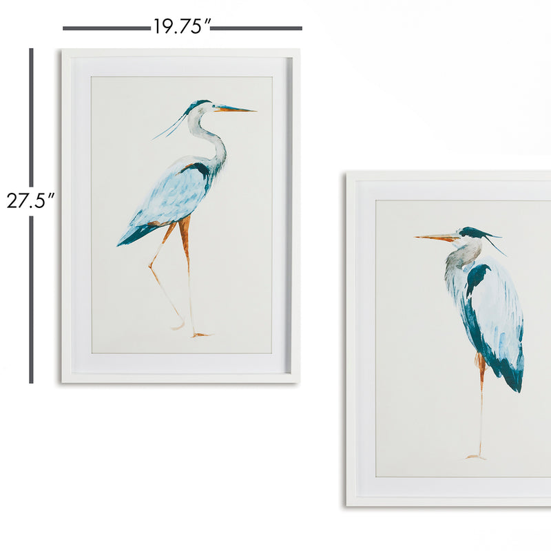 Blue Heron Print Wall Art Set of 2