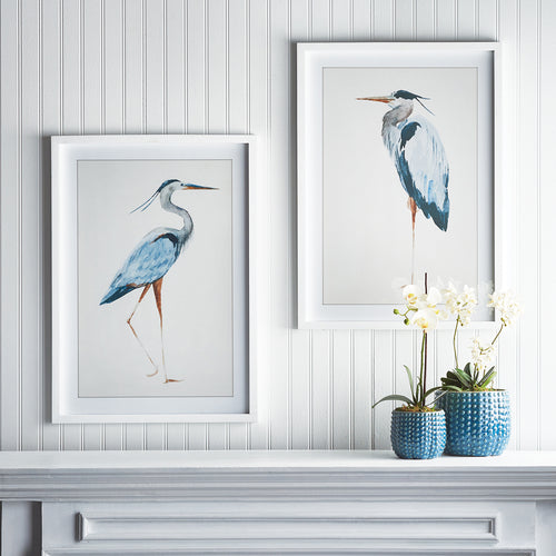 Blue Heron Print Wall Art Set of 2