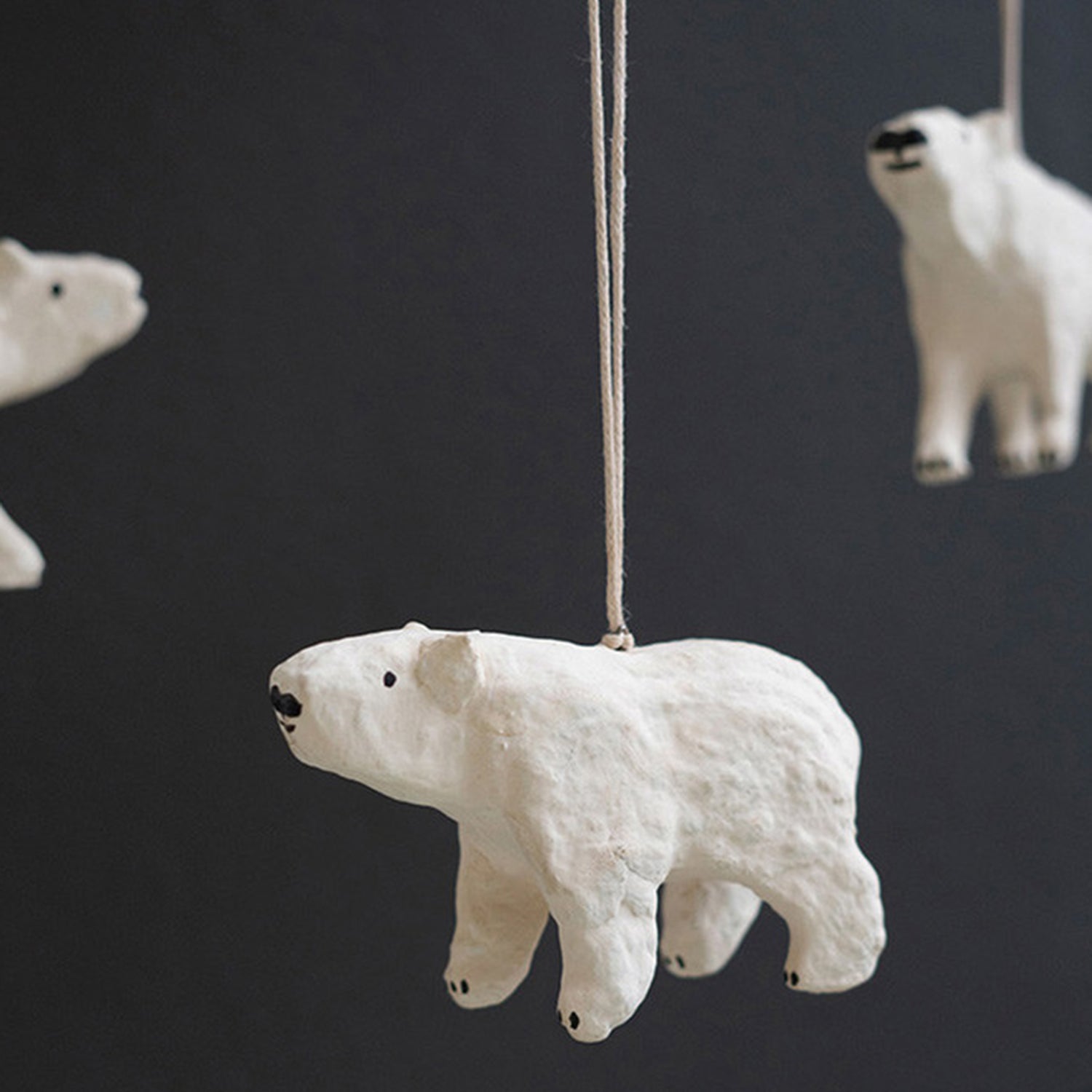 Bear Paper Mache Christmas Ornament Set of 6 - Final Sale