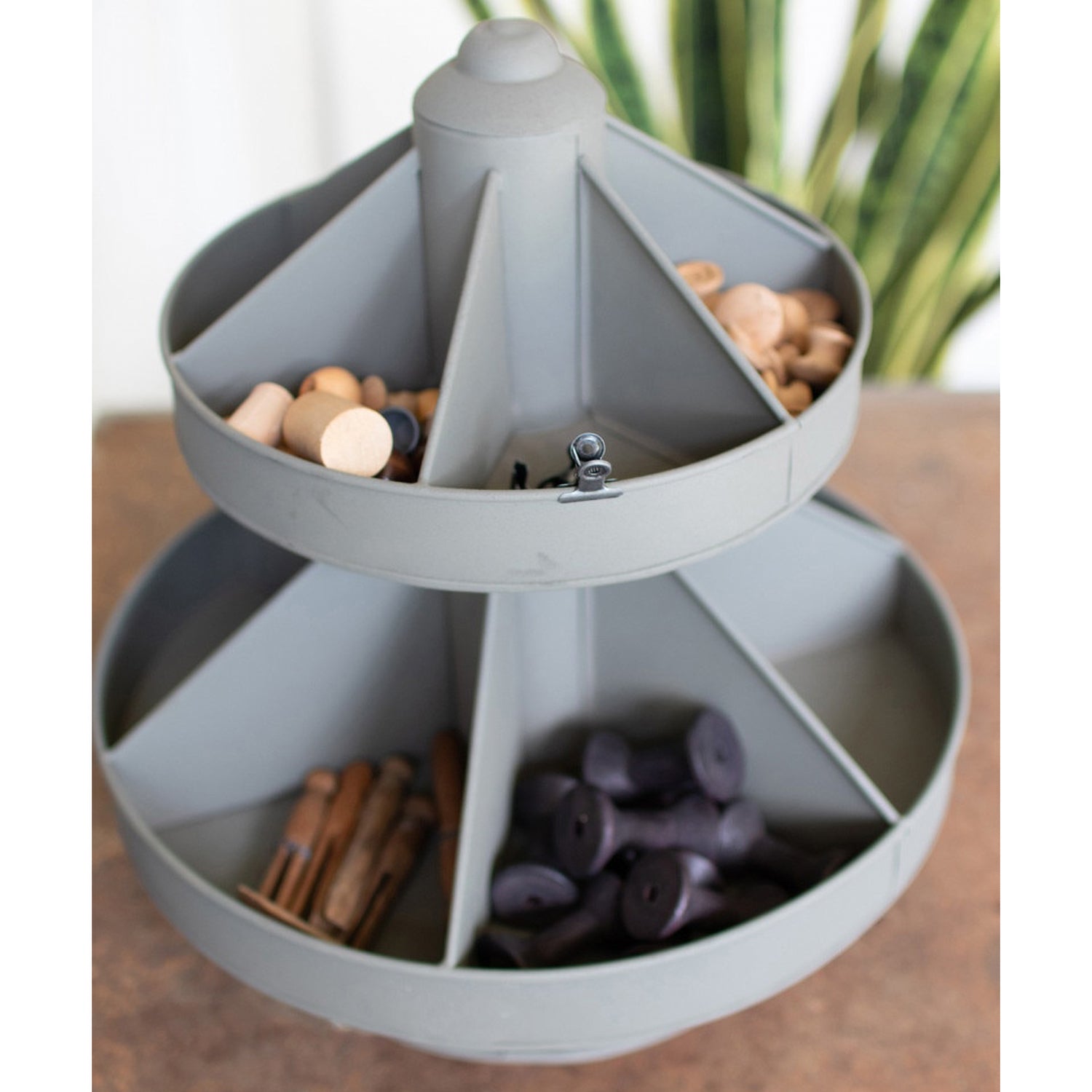Two-Tiered Round Metal Rotating Organizer