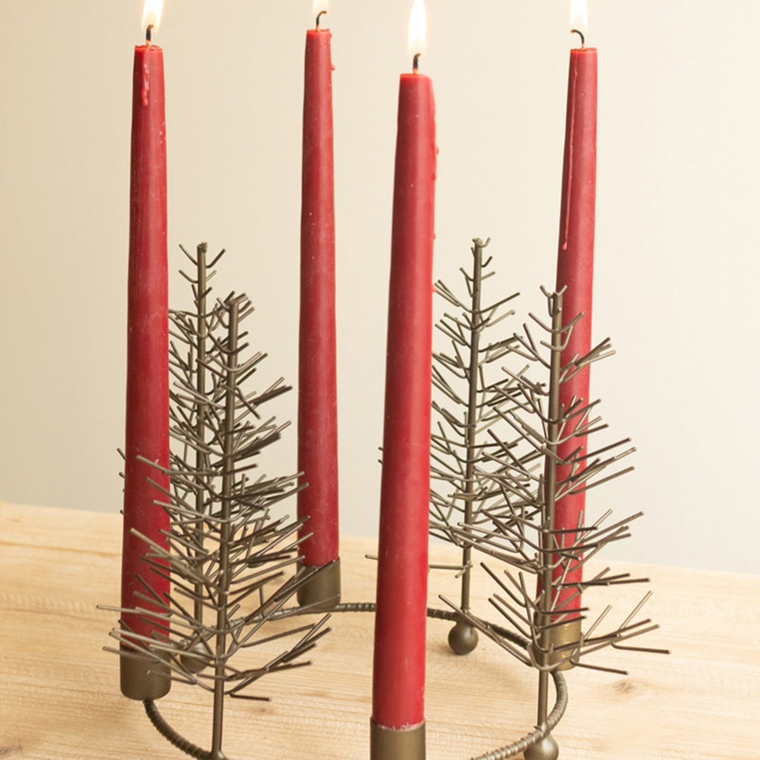 Round Wire Christmas Trees Tabletop Taper Candelabra