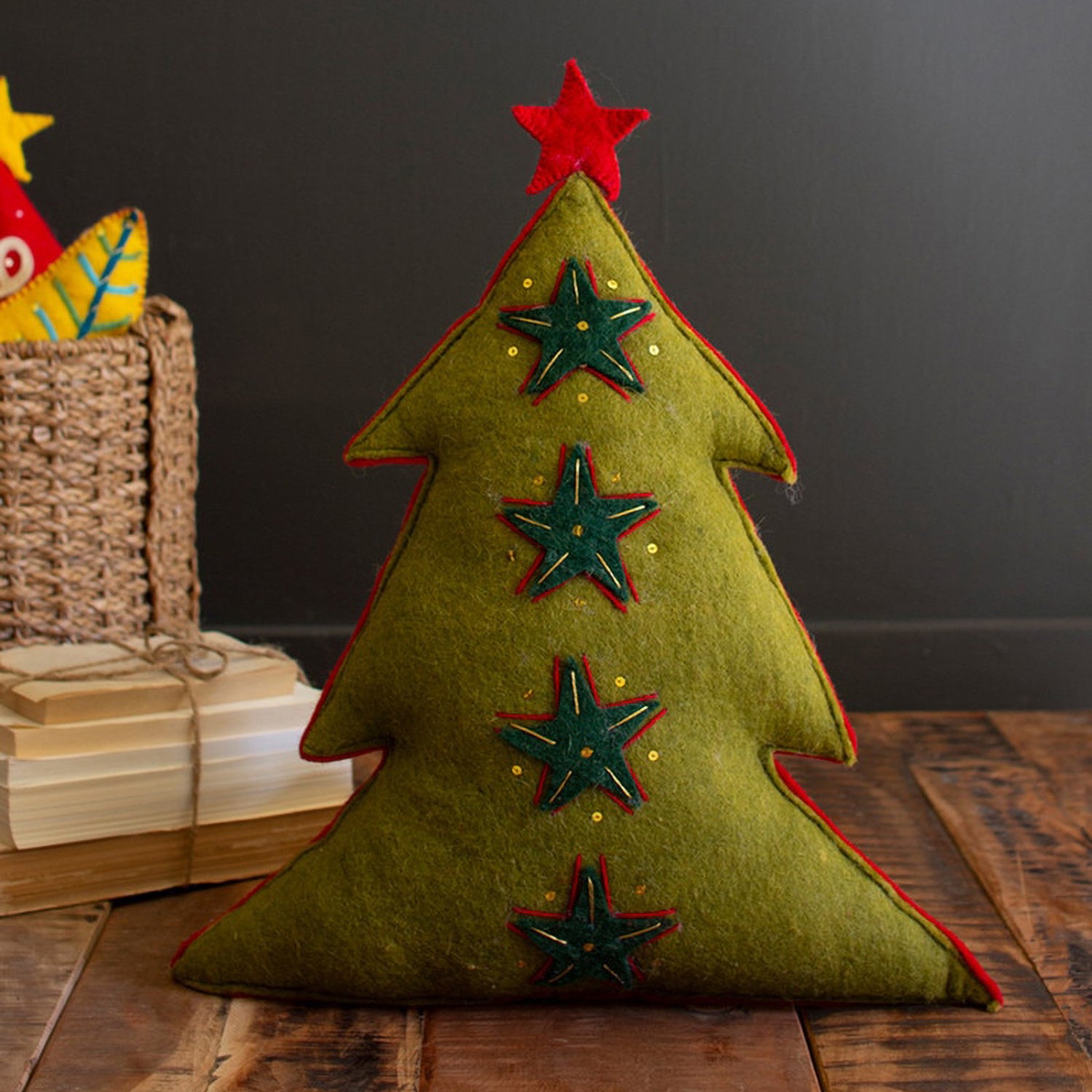 Felt Green Tree Christmas Pillow