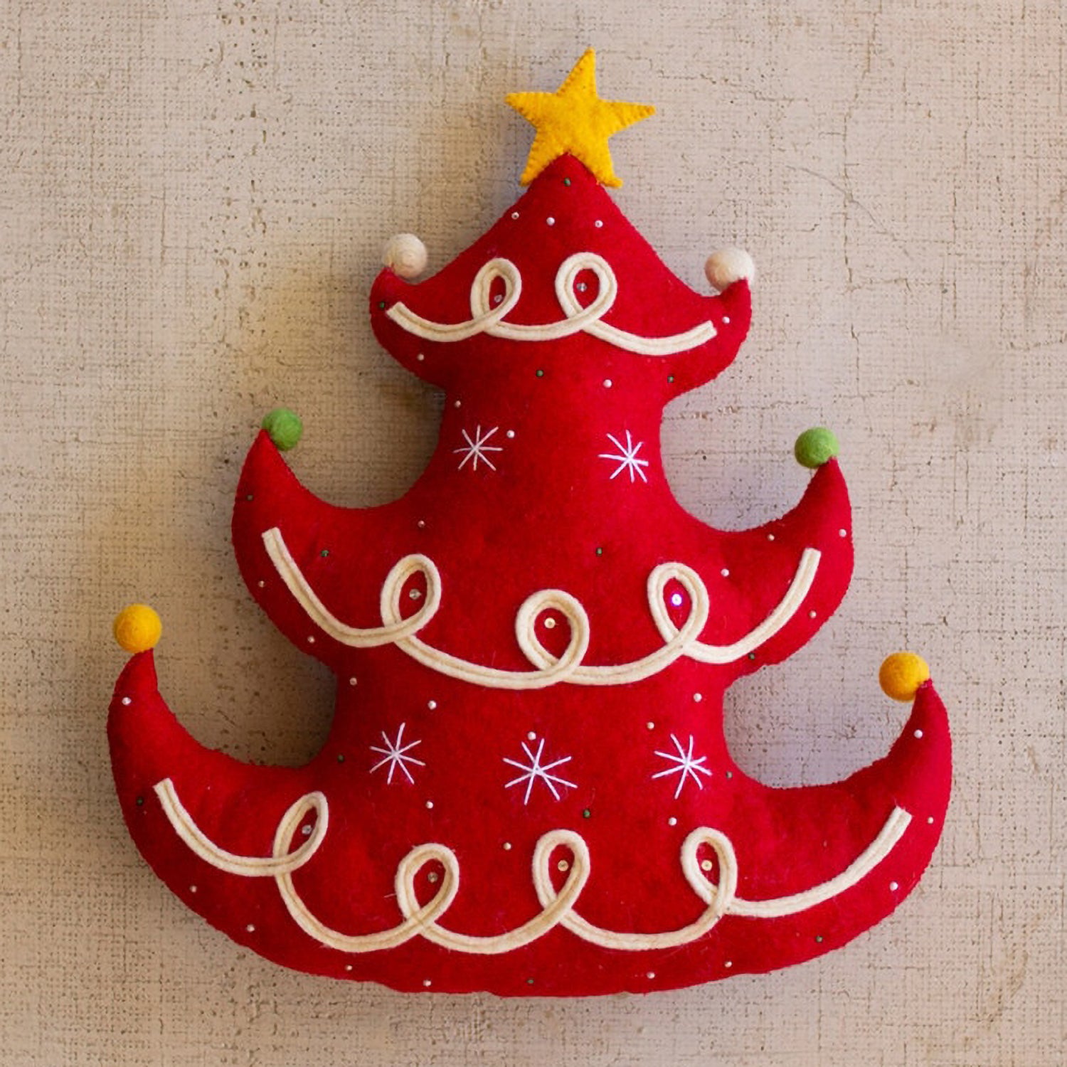 Felt Red Tree Christmas Pillow