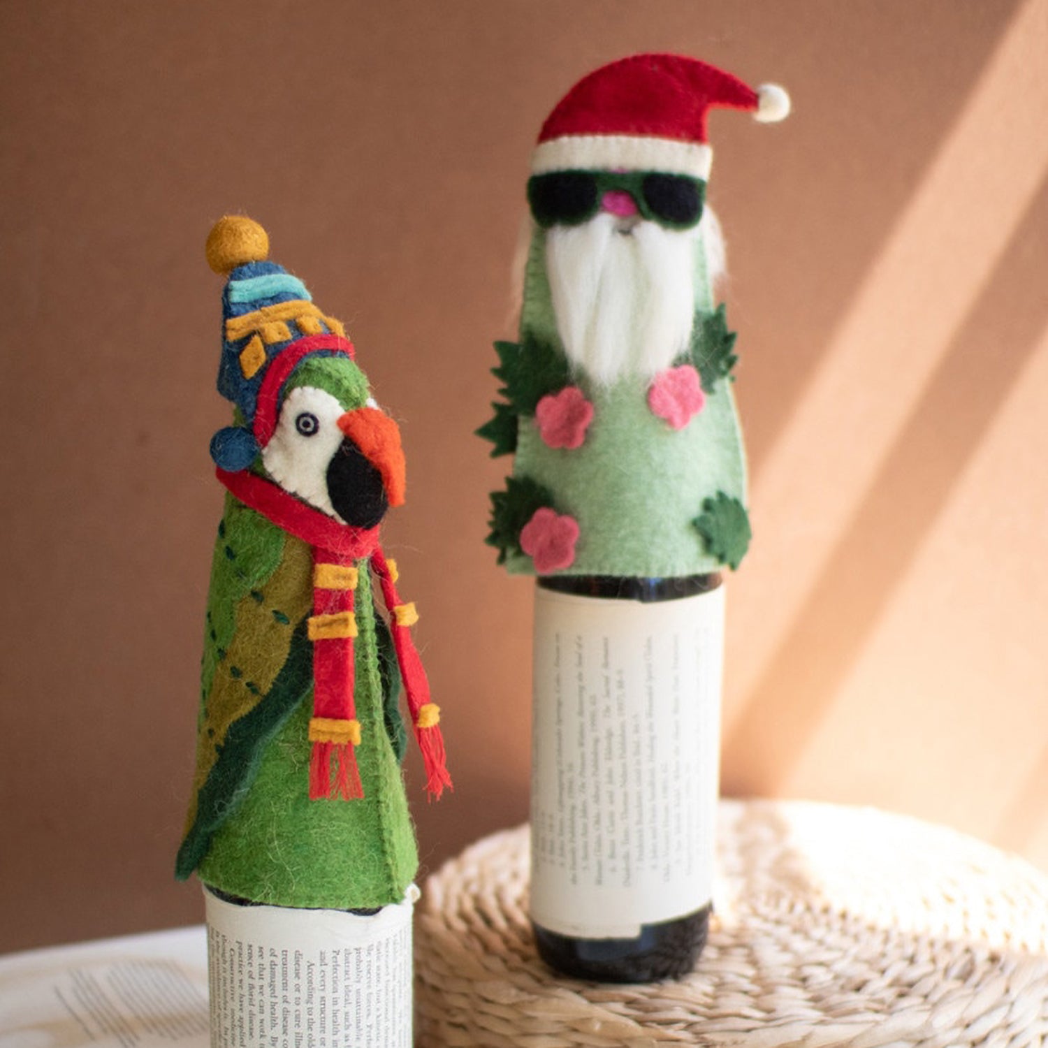 Cool Santa Felt Bottle Topper Set of 4