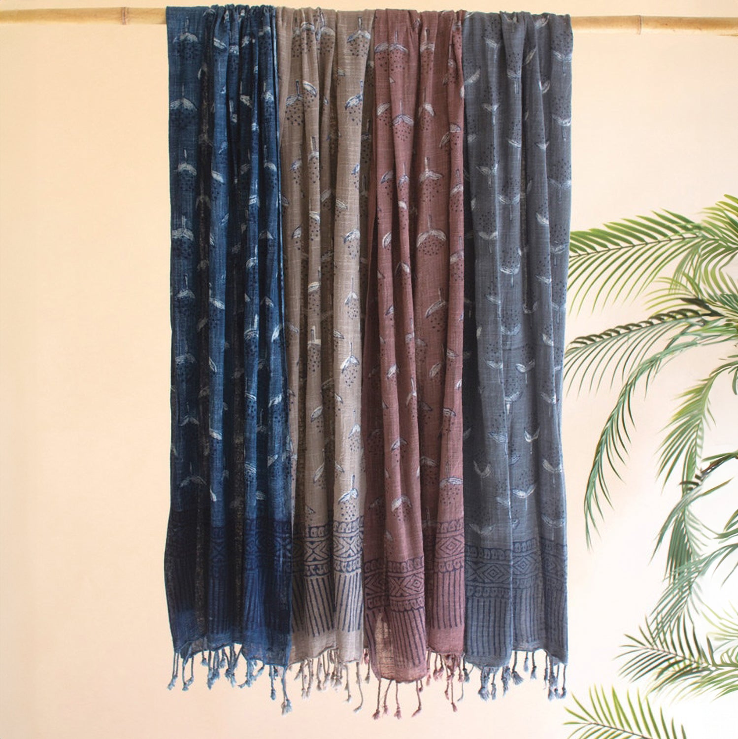 Block-Printed Scarf Set of 4