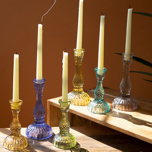 Glass Taper Candle Holder Set of 6
