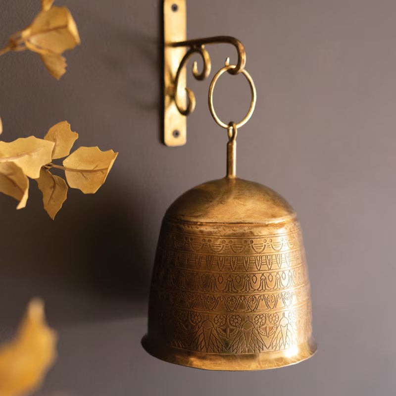 Antique Brass Bell and Wall Bracket
