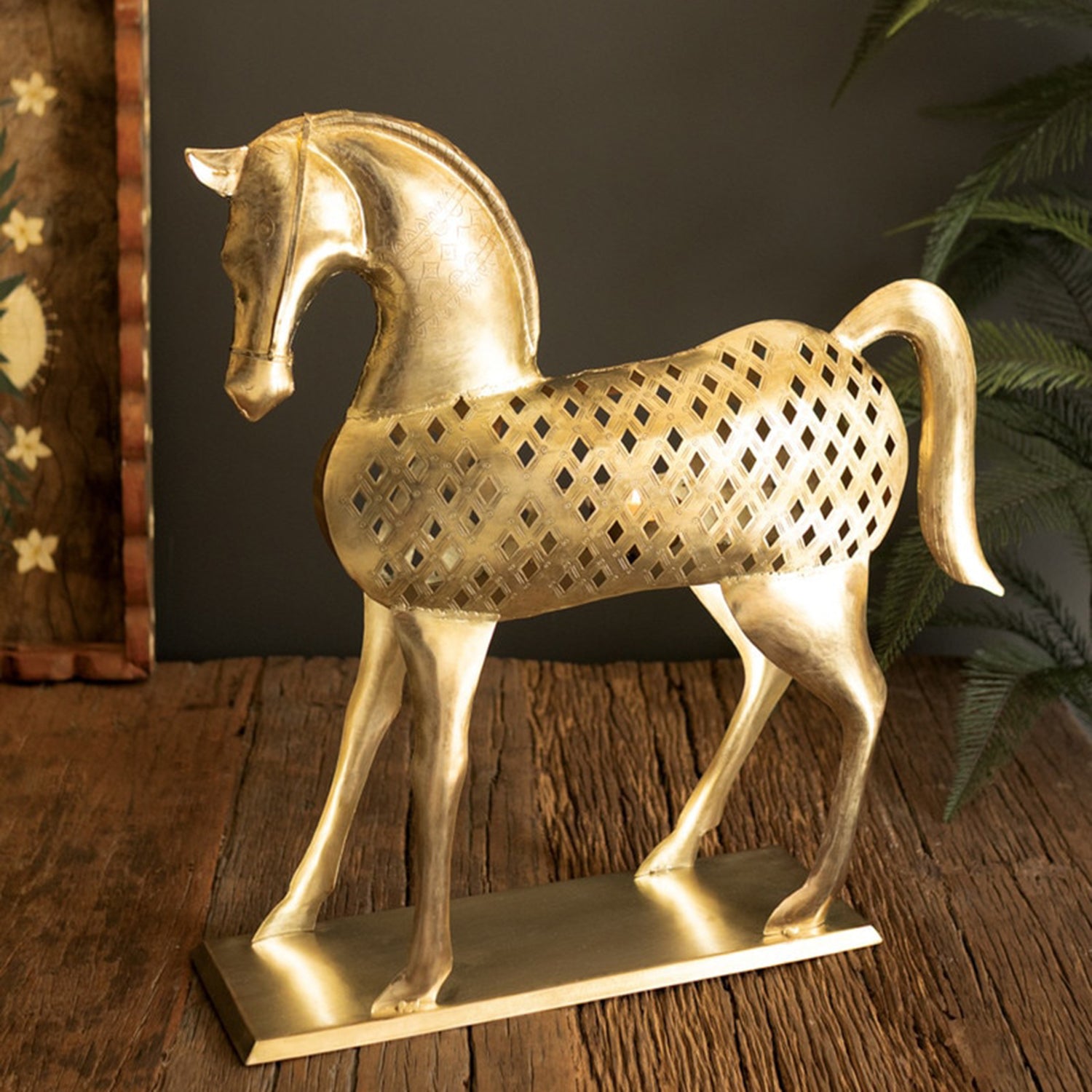 Antique Brass Horse Sculpture
