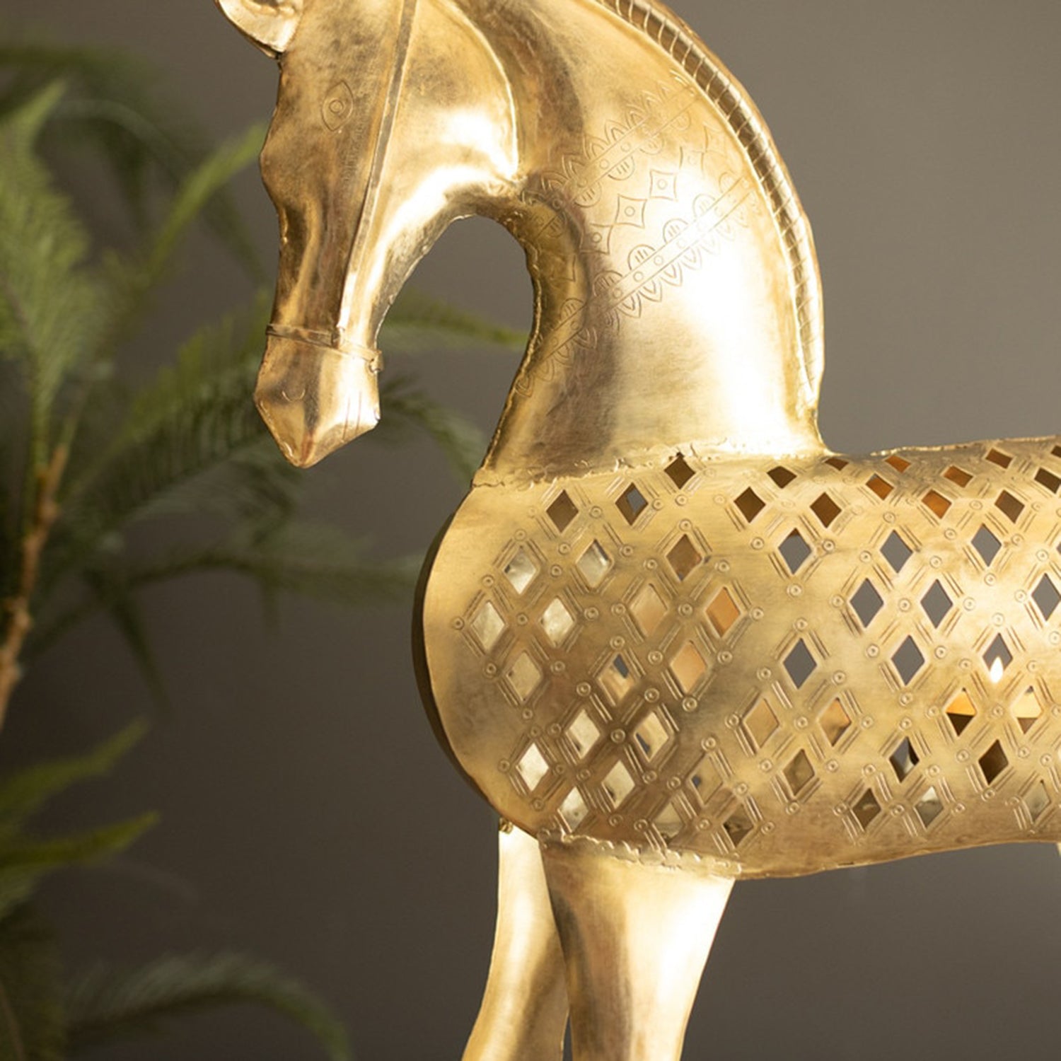 Antique Brass Horse Sculpture