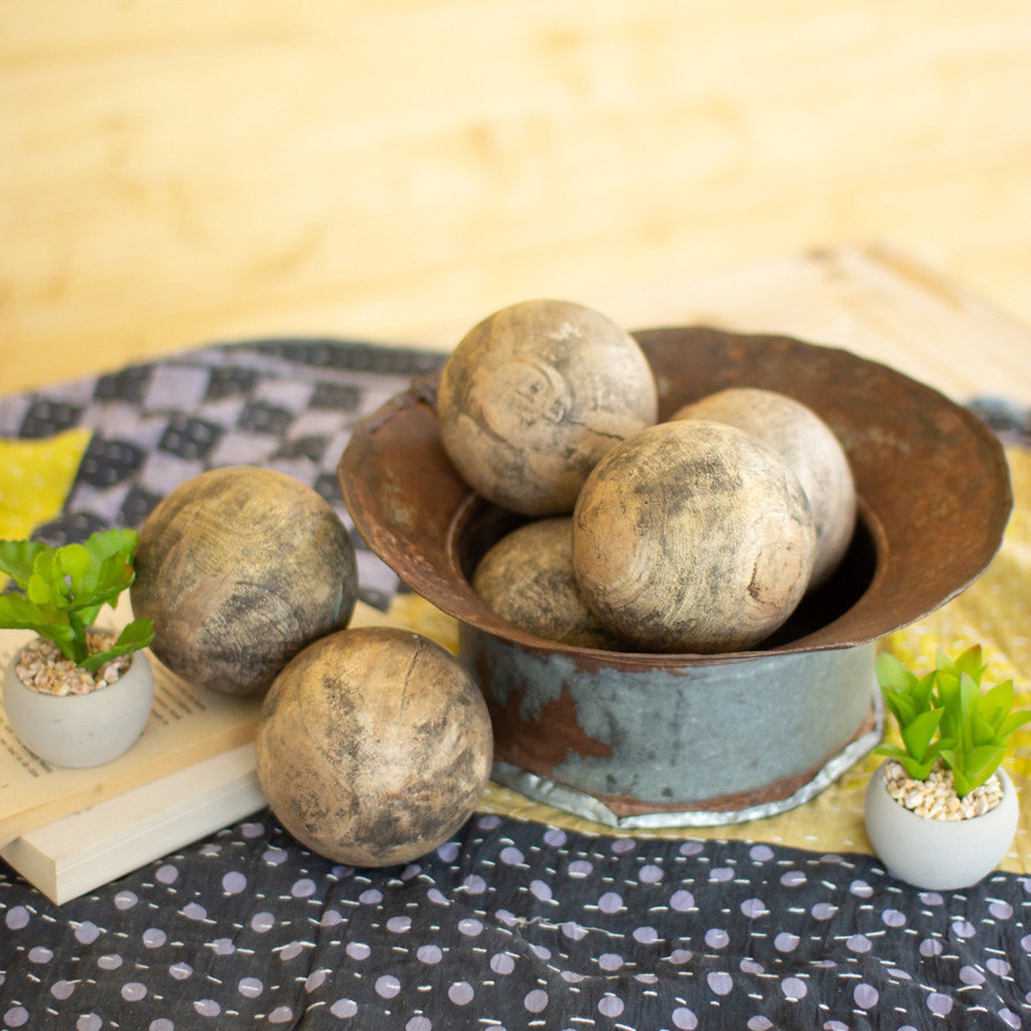 Mango Wood Spheres Set of 6