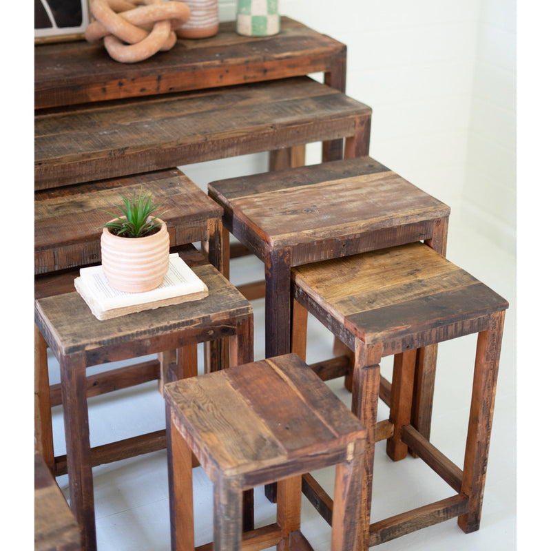 Recycled Wood Console Table Set of 9