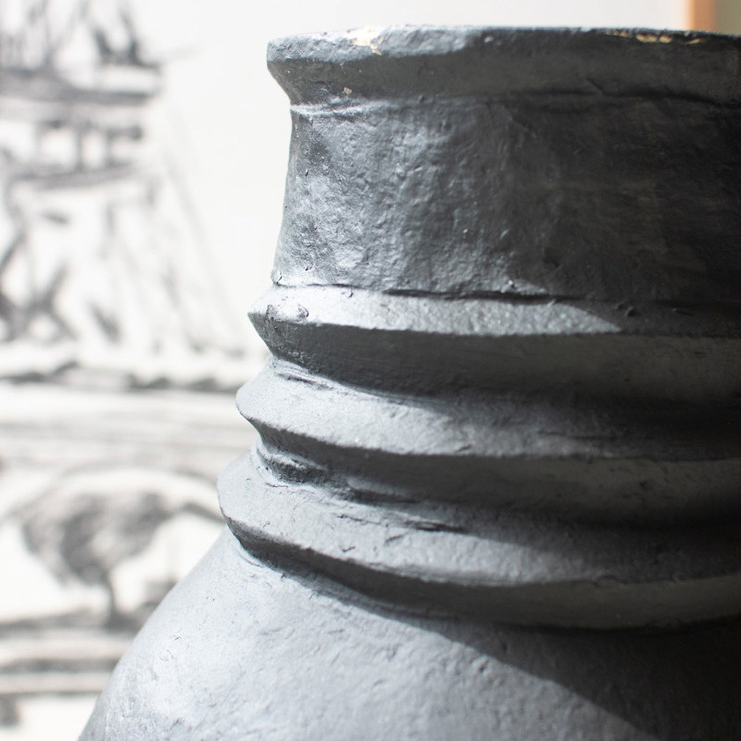 Paper Mache Oval Urn Set of 2