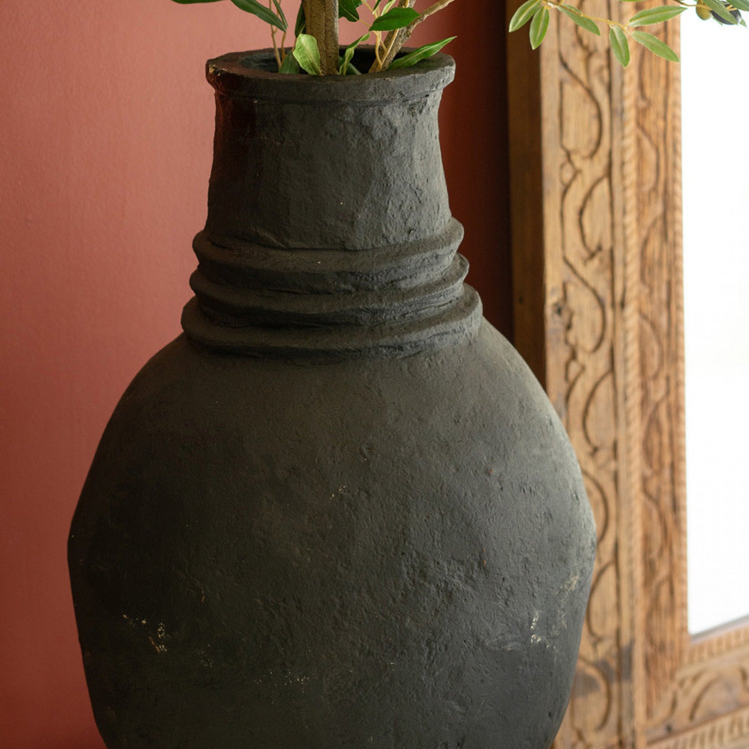 Paper Mache Oval Urn Set of 2