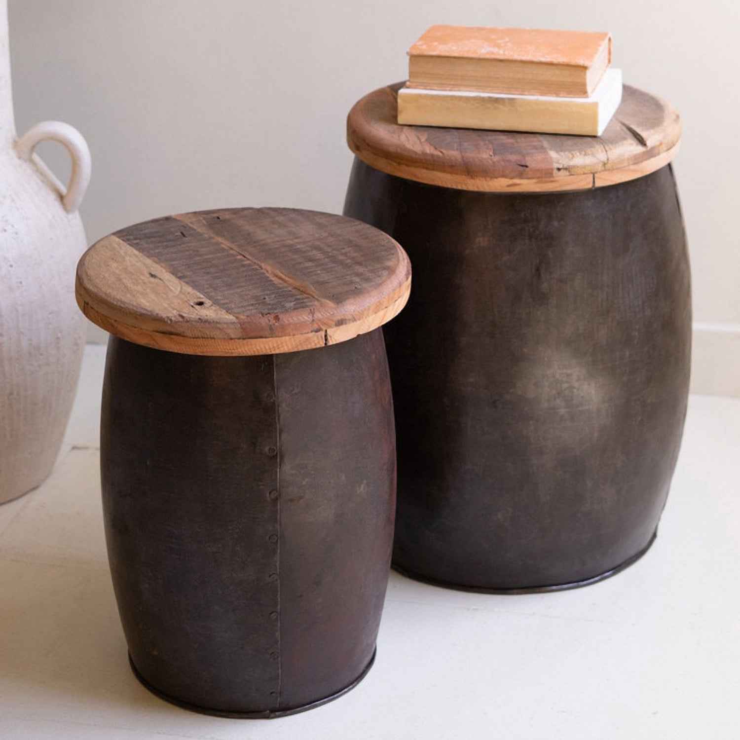 Drum Side Table Set of 2