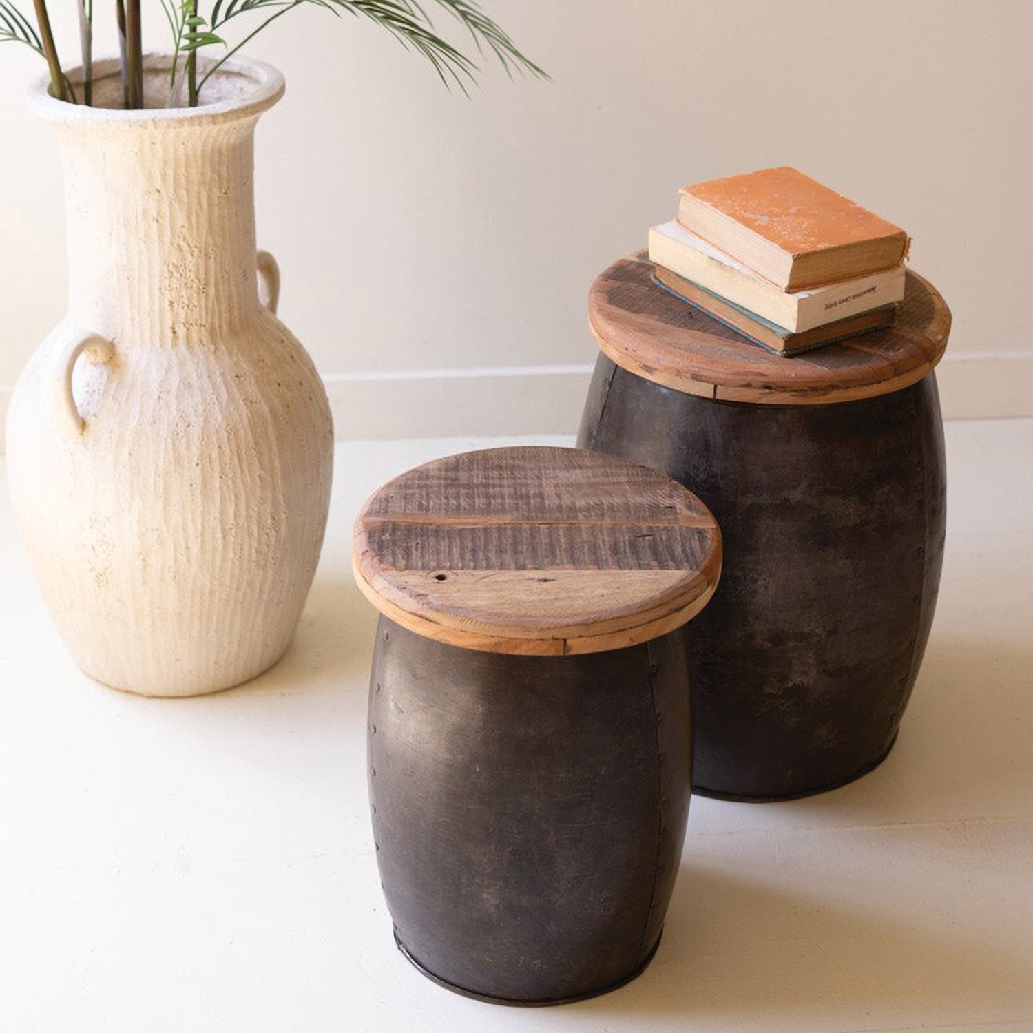 Drum Side Table Set of 2