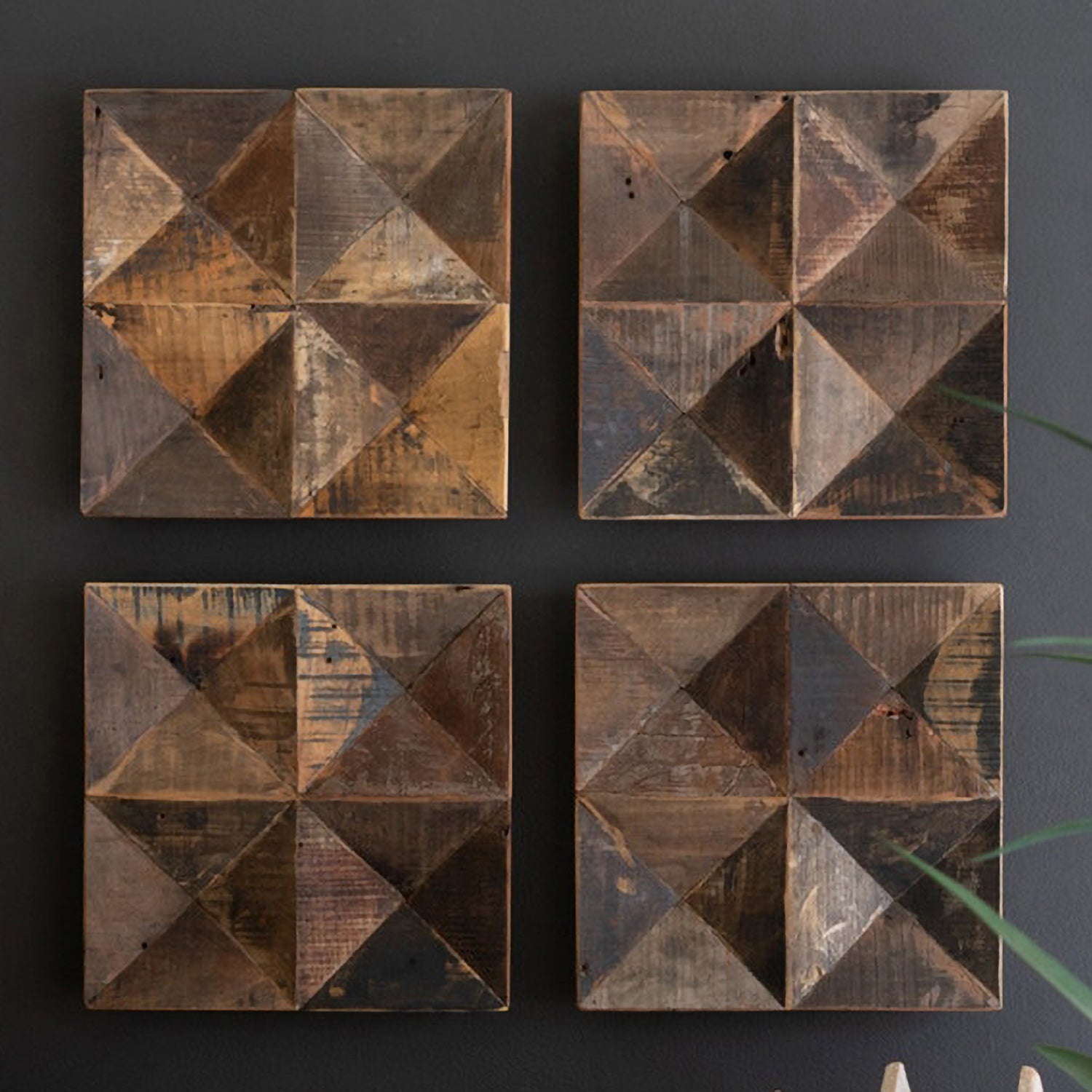 Recycled Wood Panel Wall Art Set of 4