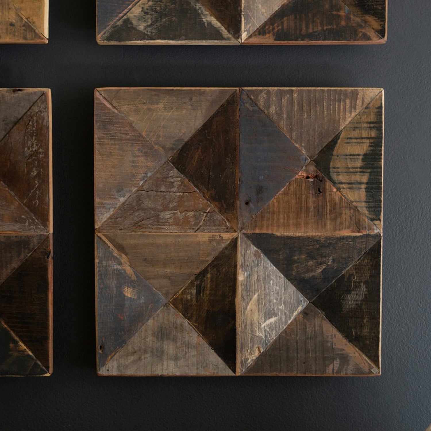 Recycled Wood Panel Wall Art Set of 4