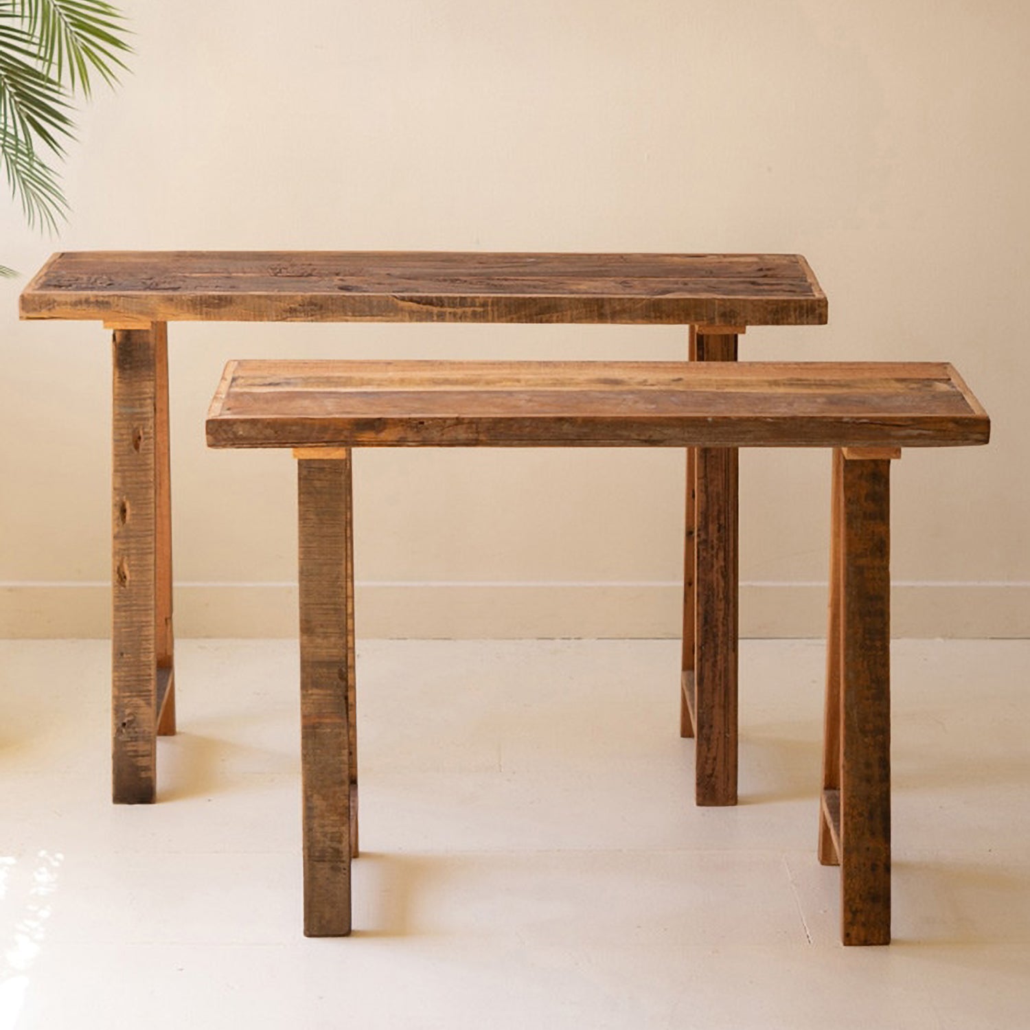 Recycled Wood Console Table Set of 2