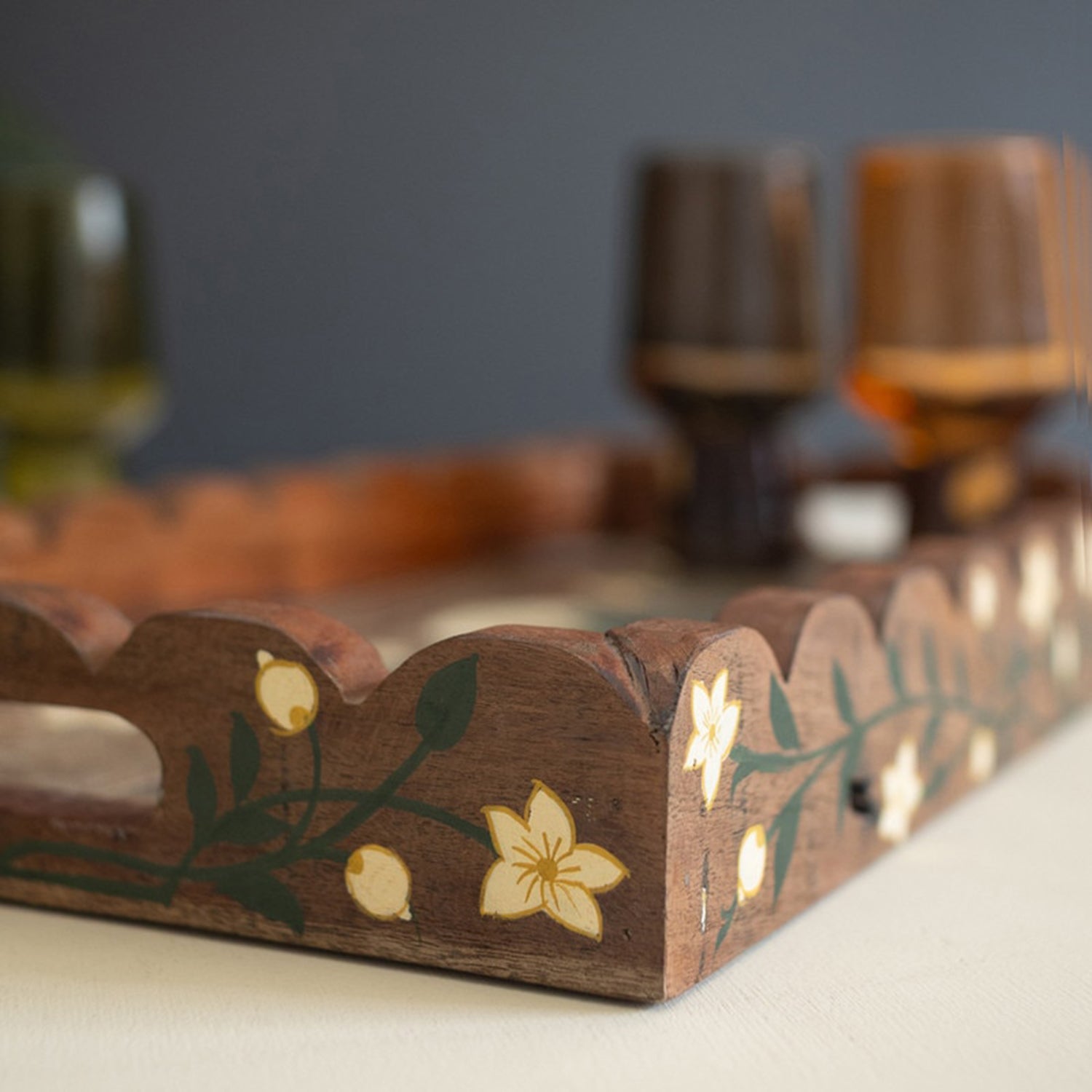 Recycled Wooden Tray with Painting