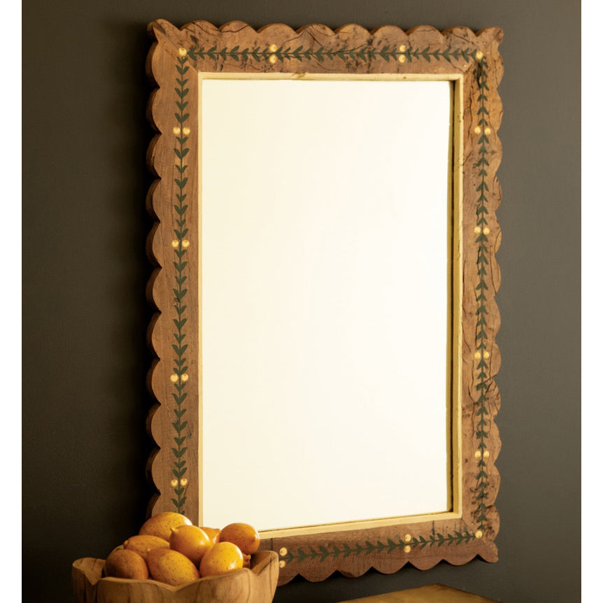 Recycled Wood Framed Mirror with Painting