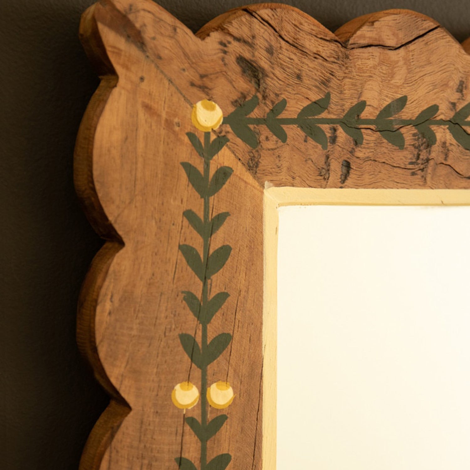 Recycled Wood Framed Mirror with Painting