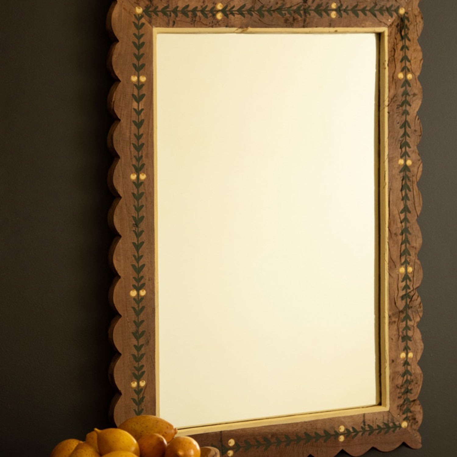 Recycled Wood Framed Mirror with Painting
