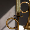 Antique Brass Trumpet Taper Candle Holder Set of 3