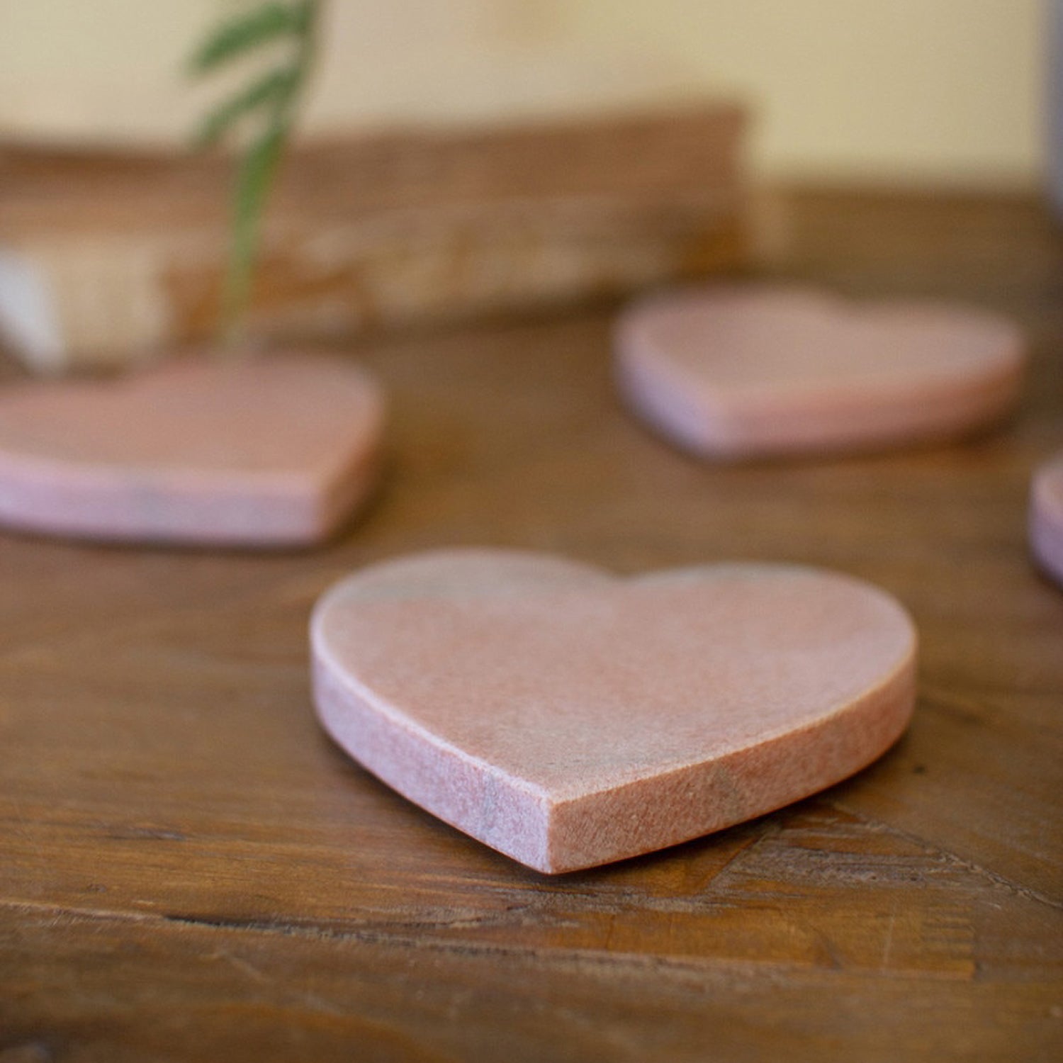 Pink Marble Heart Coaster Set of 4