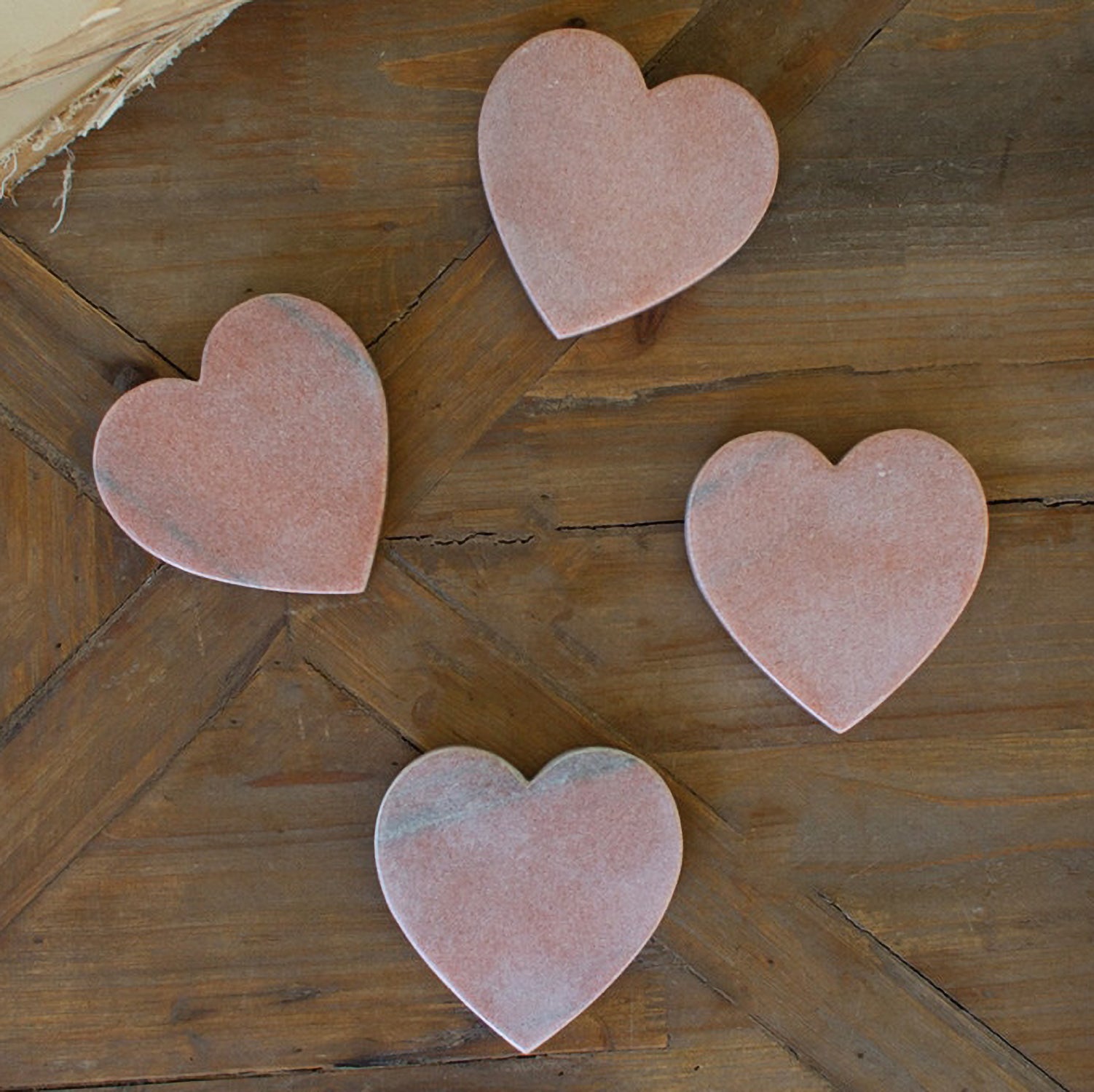 Pink Marble Heart Coaster Set of 4