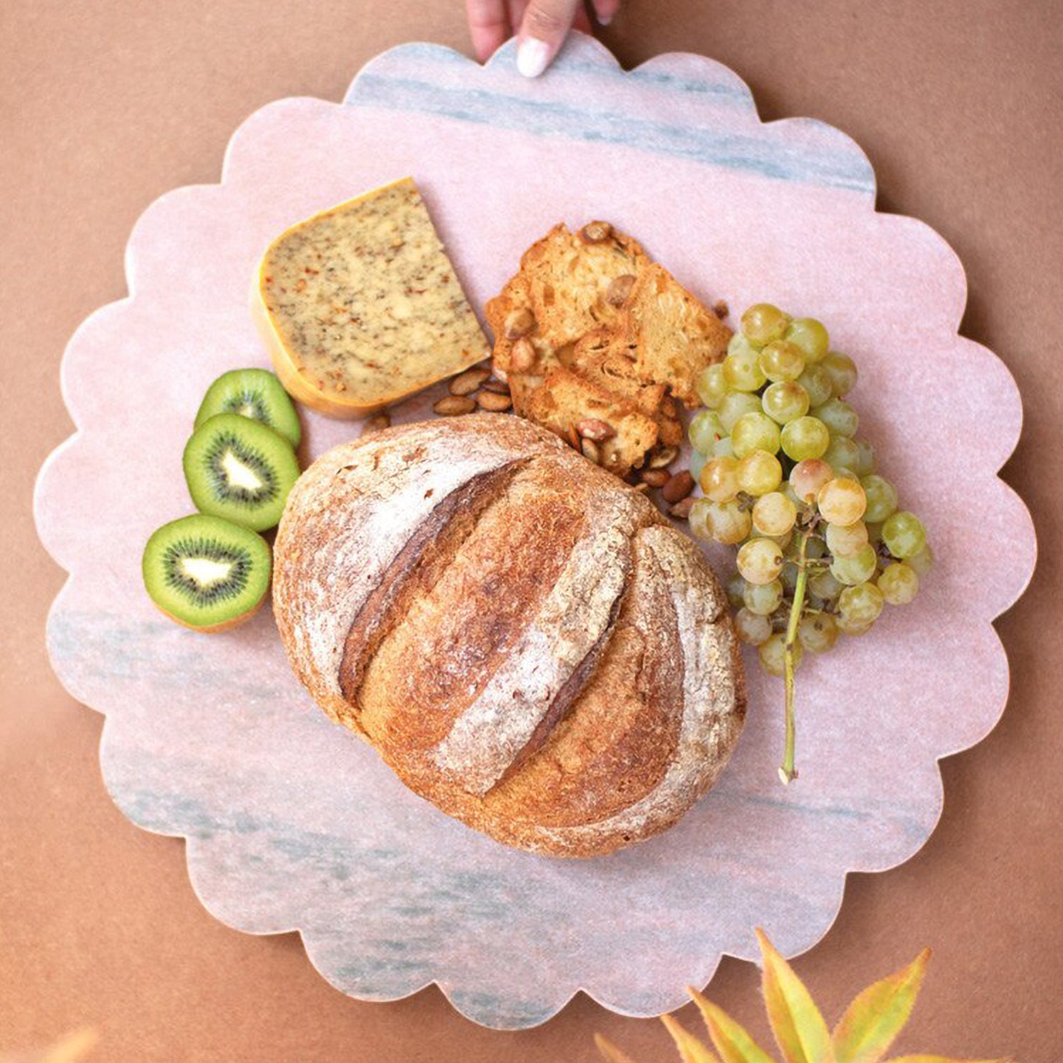 Scalloped Pink Marble Lazy Susan