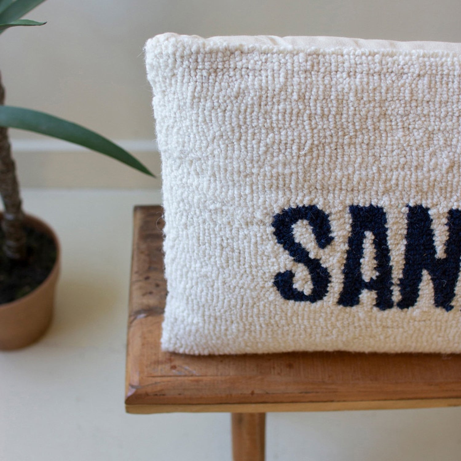 Sandy Toes Hand-Hooked Throw Pillow