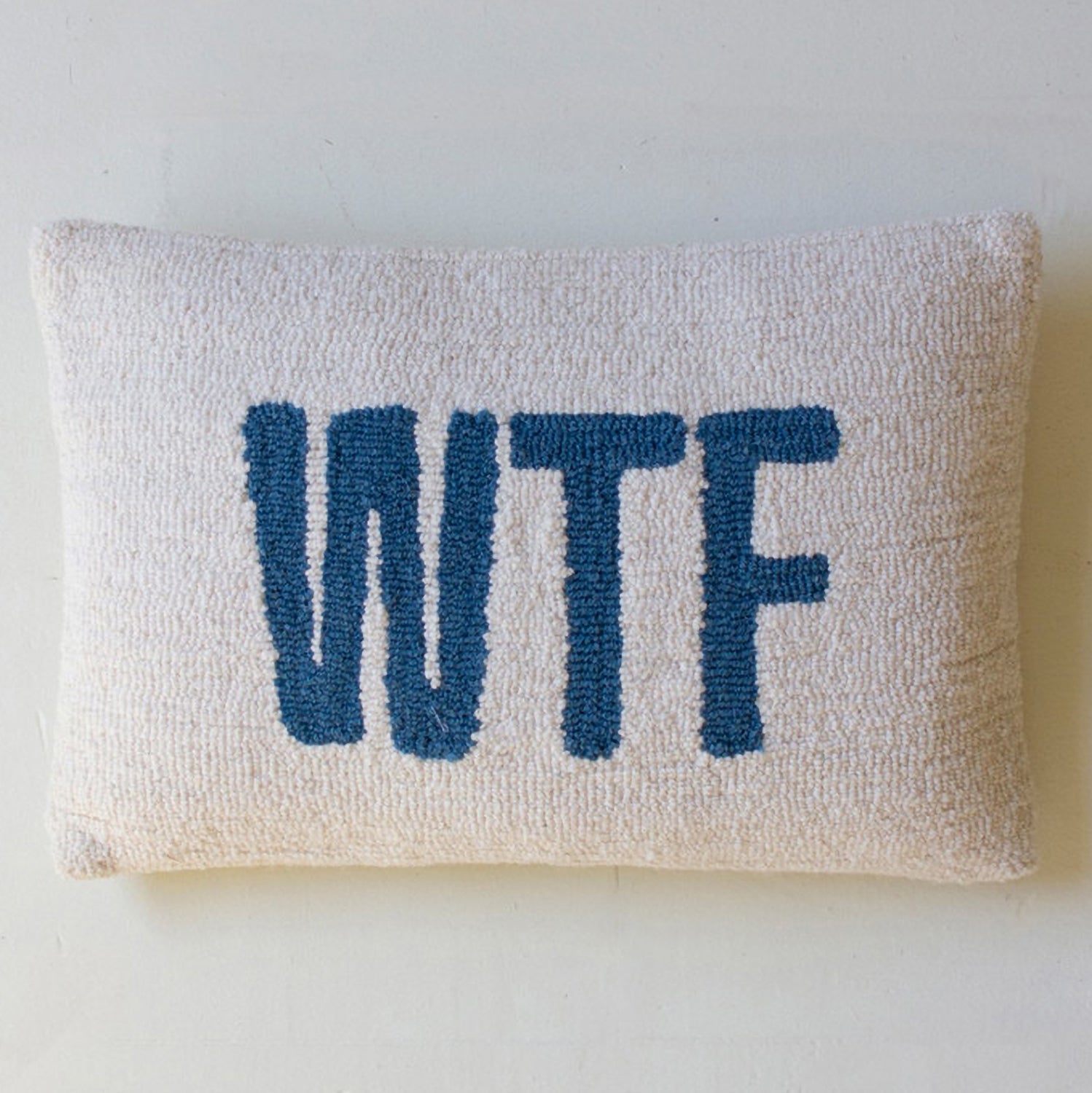 WTF Hand-Hooked Throw Pillow